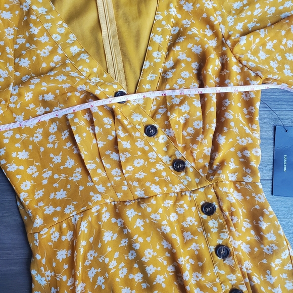 Lulu's Yellow Flowy Floral Midi Dress with Slit - Picture 7 of 13